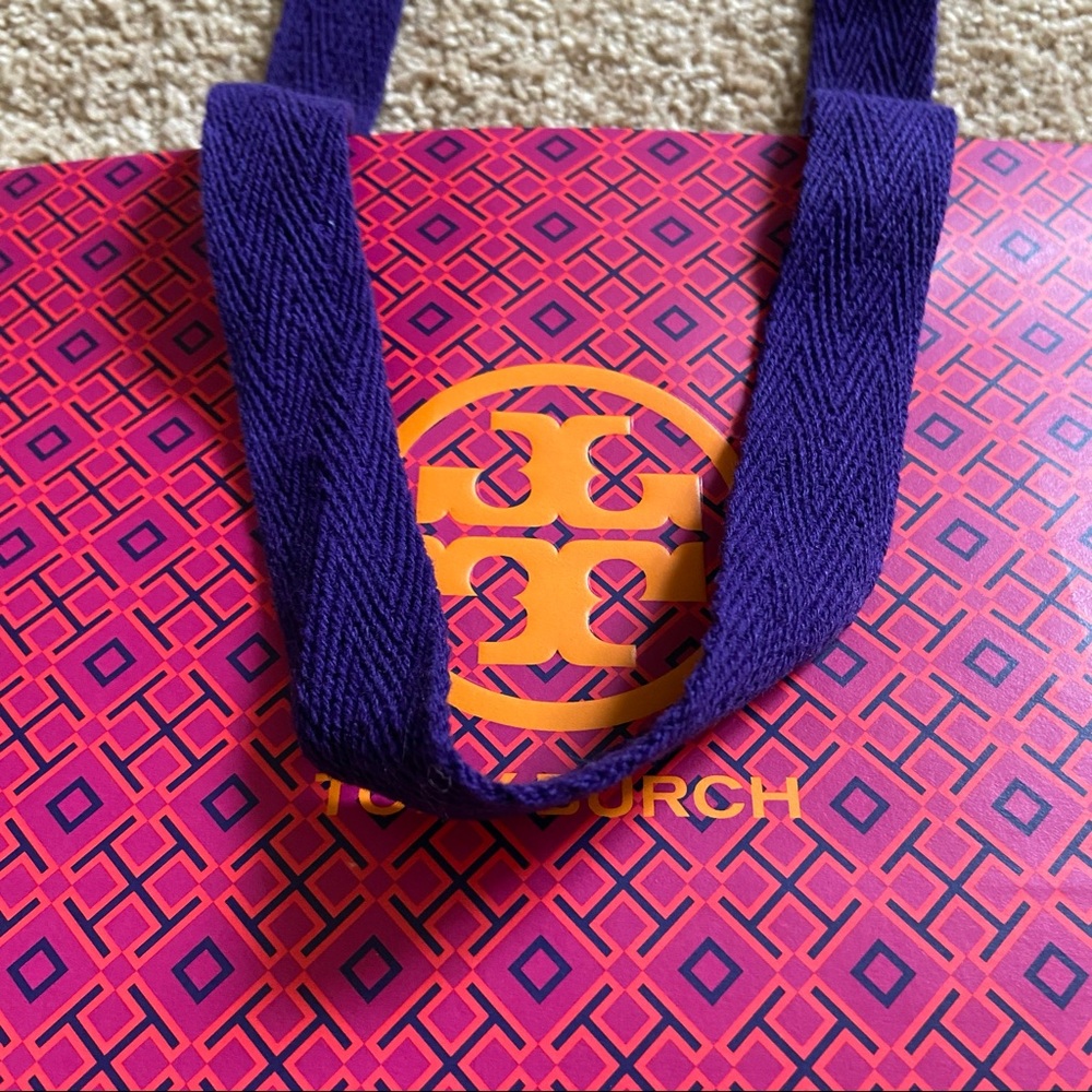 Tory Burch Pink Purple Shopping Tote Bag Measures 12 in x 9 in New! - Picture 2 of 6